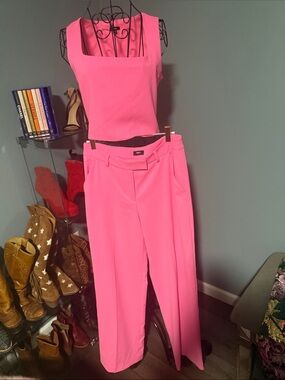 Express Hot Pink Wide-Leg Tailored Pants